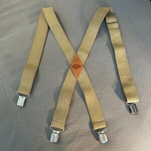 Dickies Suspenders Braces Men's Khaki X-Back Elastic Adjustable Clip 1.5" Wide